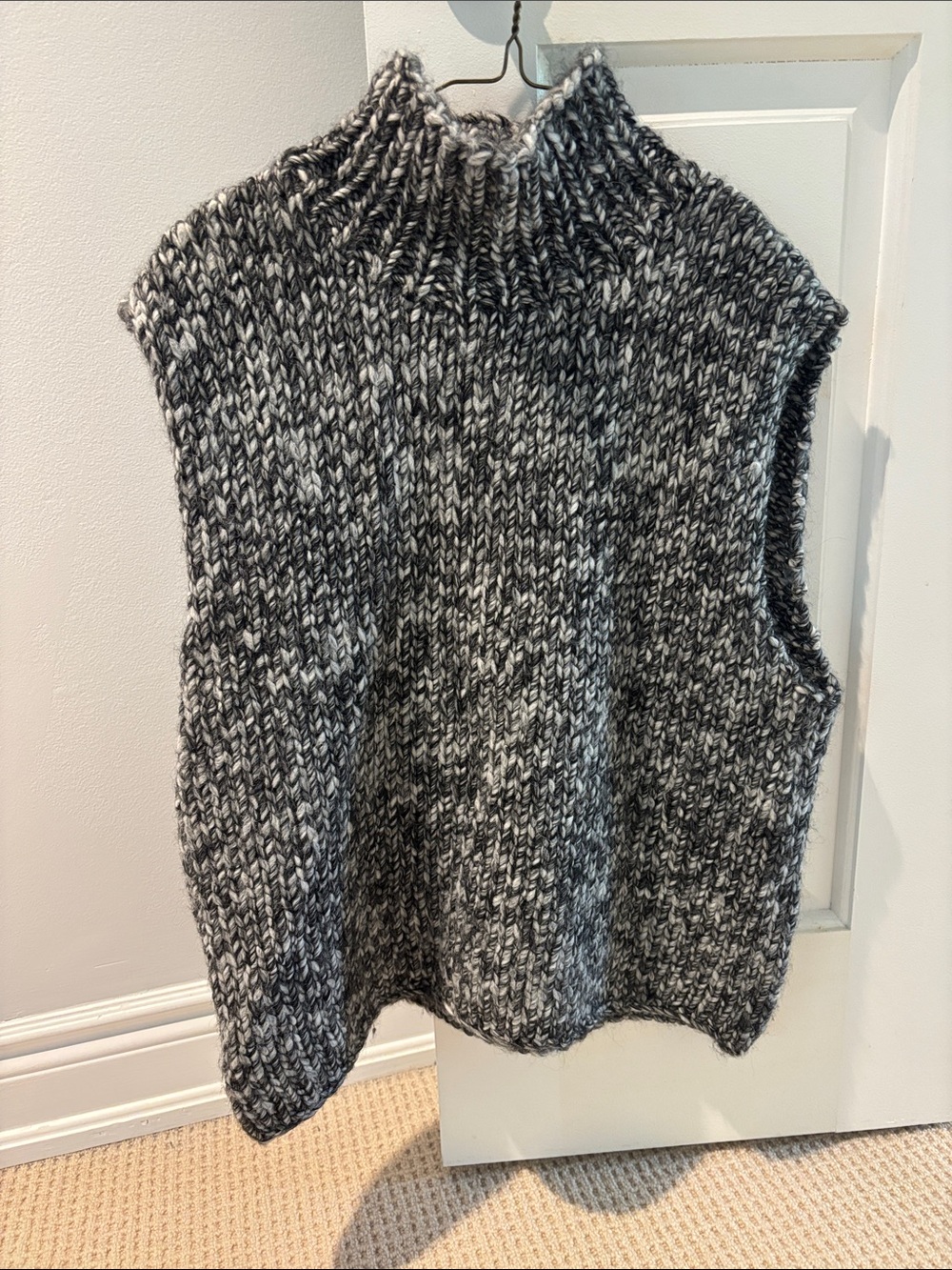 LINE Marled Knit Turtleneck Sweater Vest - Gray